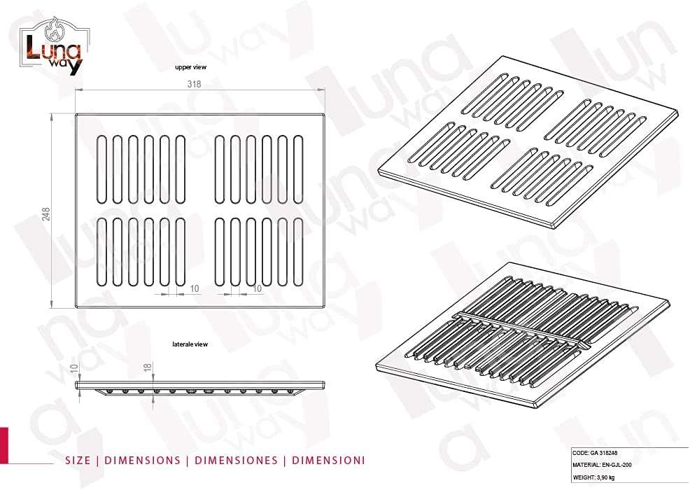 GUSSEISEN GITTER cm 31,8 x 24,8 x 1 h – Bild 6