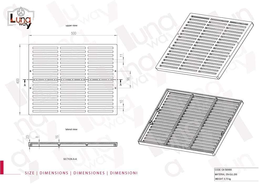 GUSSEISEN GITTER CM. 50x40x2,3 H. – Bild 4