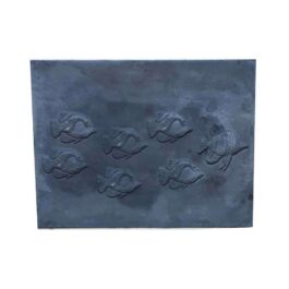 Gusseisenplatte für Kamin FISCHE – Abmessungen cm 80 x 60 h x 1,2 (dicke)