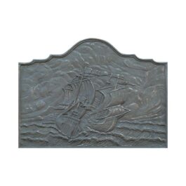 Gusseisenplatte für Kamin „Segelschiff“ – Abmessungen cm 100 x 74 h x 2 (dicke) 