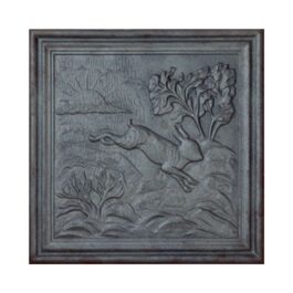 Gusseisenplatte dekorierte „Hase“ für den Kamin – Abmessungen cm 50 x 50 h x 2 (dicke)