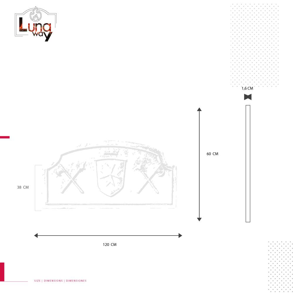 Gusseisenplatte dekorierte Schwerter für den Kamin - Abmessungen cm 120 x 60 h x 1,6 (dicke) – Bild 5