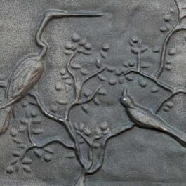 Gusseisenplatte dekorierte „Vögel“ für den Kamin – Abmessungen cm 53 x 49 h x 1 (dicke)